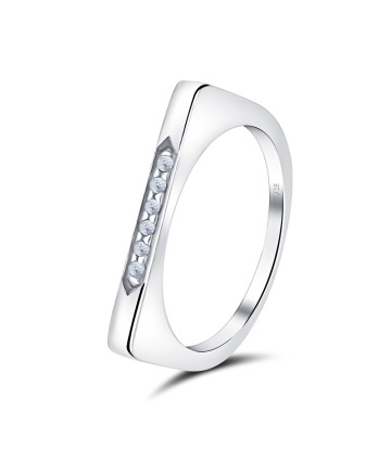 Unique Plain  with CZ Stone Silver Ring NSR-4047